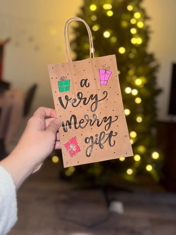 Very Merry Hand-Drawn Gift Bag