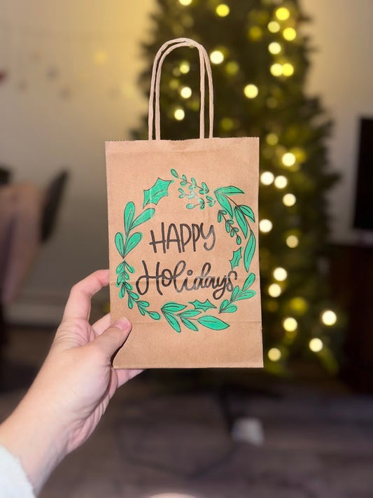 Holiday Wreath Hand-drawn Gift Bag