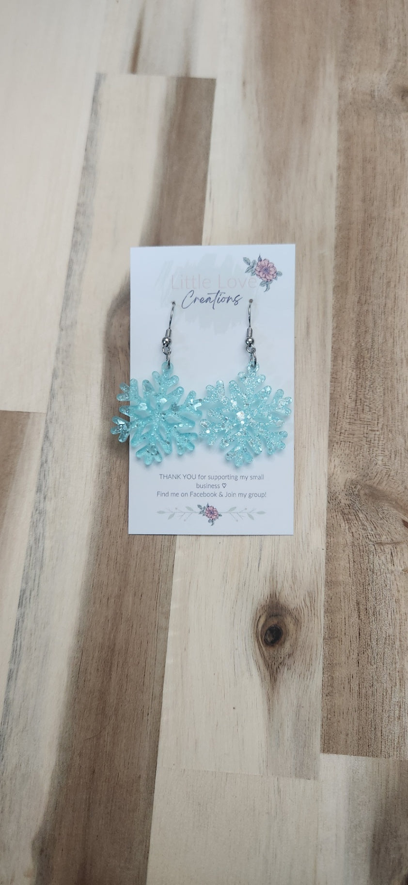 Acrylic Blue Sparkly Snowflake Dangle