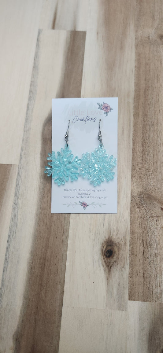 Acrylic Blue Sparkly Snowflake Dangle