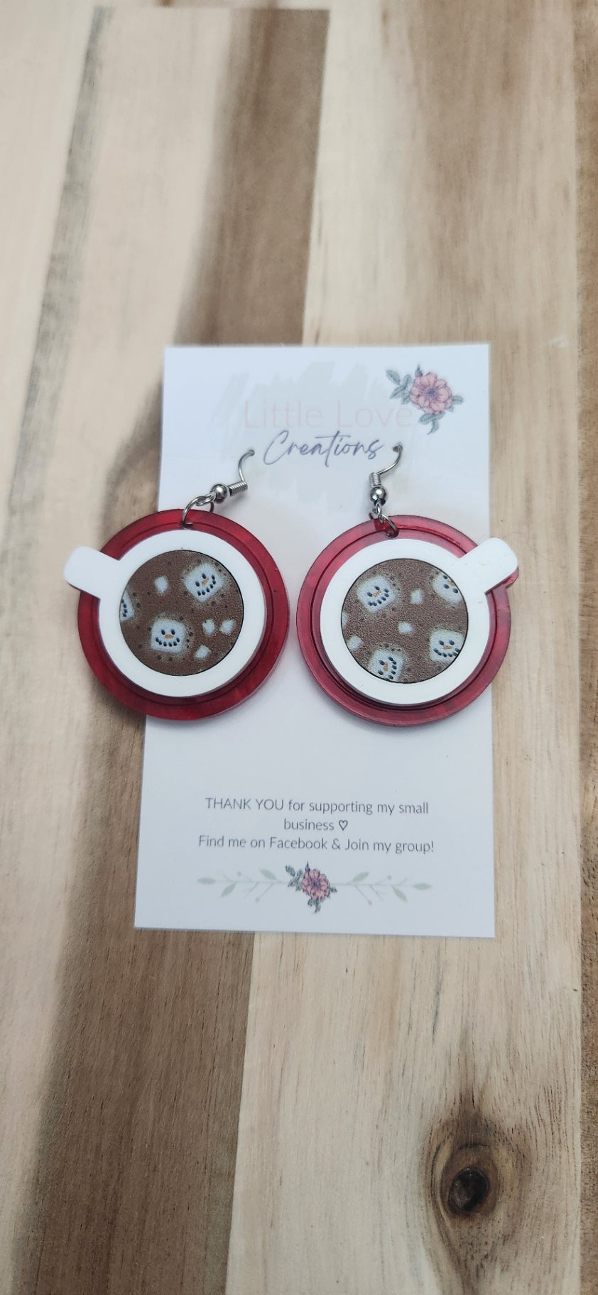 Acrylic Hot Cocoa dangles 