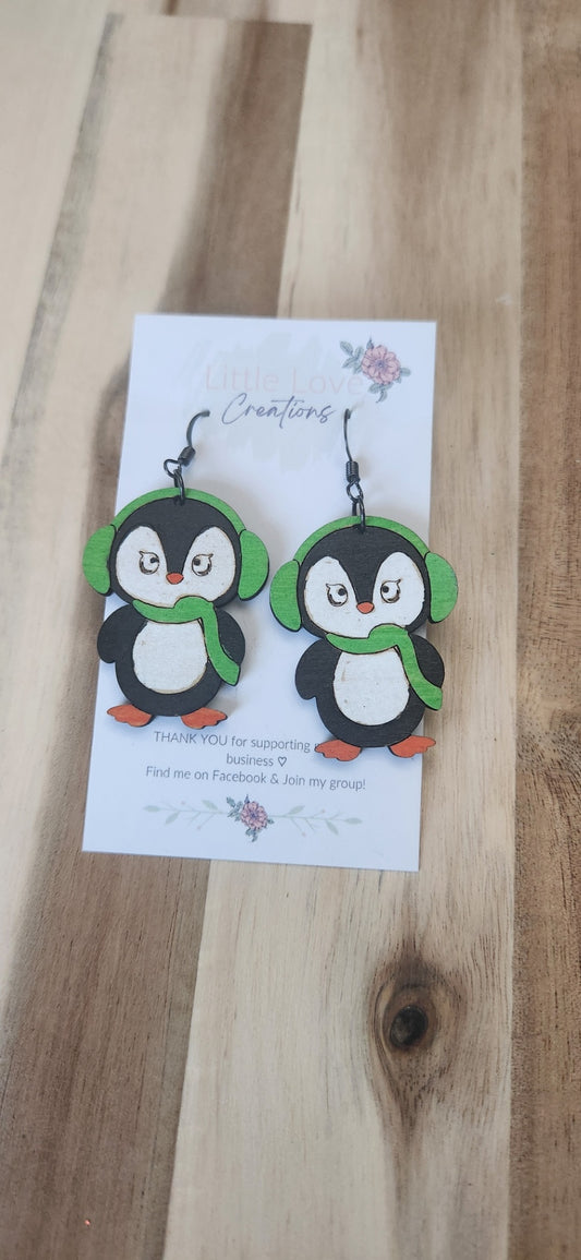 Penguin with earmuffs dangles