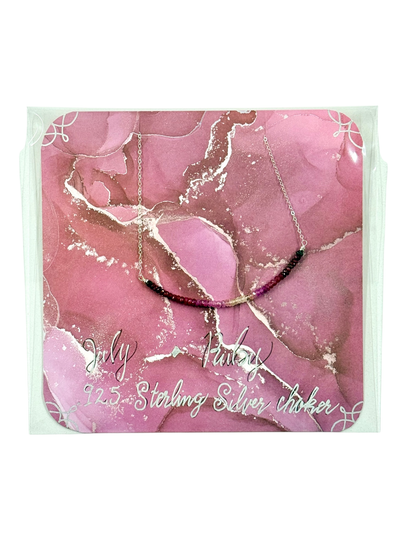 July Birthstone Ruby Choker Necklace – .925 Sterling Silver