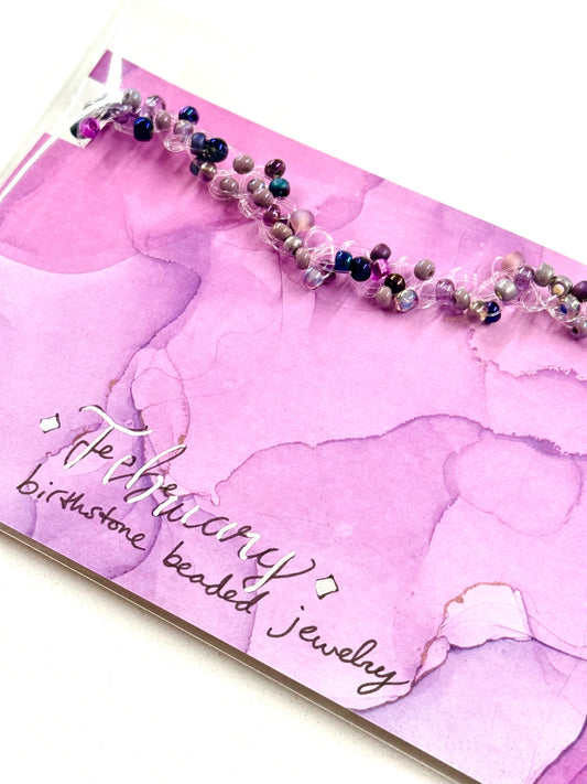 February Birthstone Amethyst Twisted Beaded Multiwear Jewelry