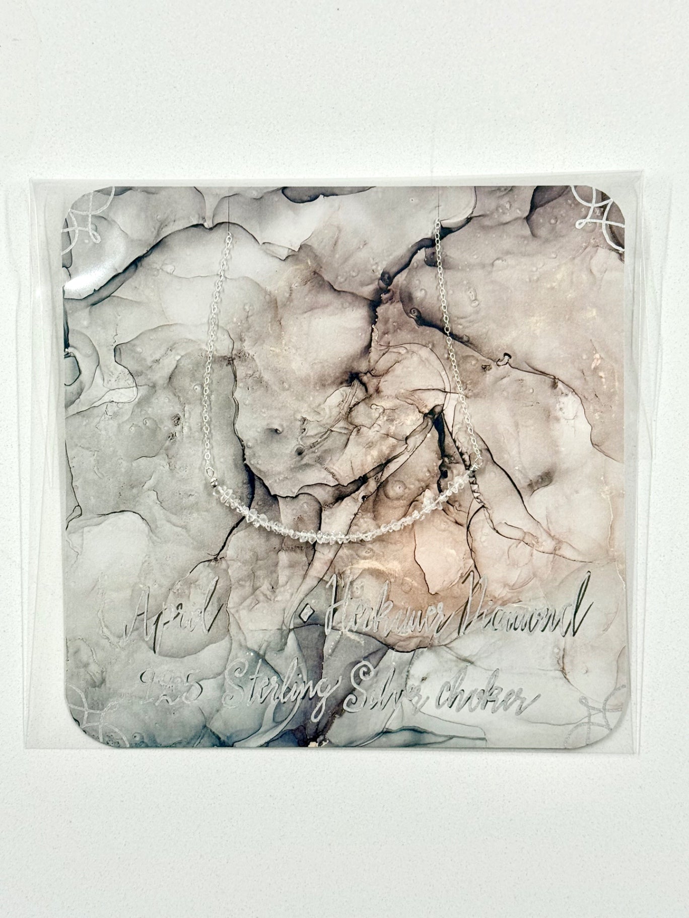 April Birthstone Herkimer Diamond Choker Necklace – .925 Sterling Silver