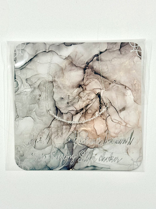 April Birthstone Herkimer Diamond Choker Necklace – .925 Sterling Silver