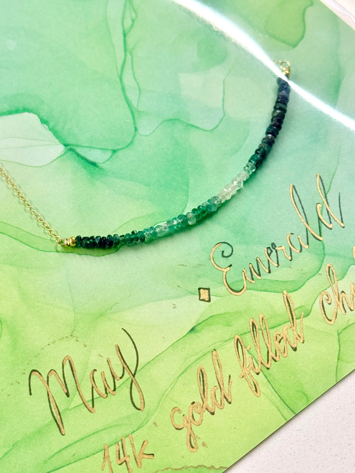 May Birthstone Emerald Choker Necklace – 14K Gold Filled