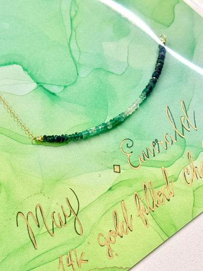 May Birthstone Emerald Choker Necklace – 14K Gold Filled
