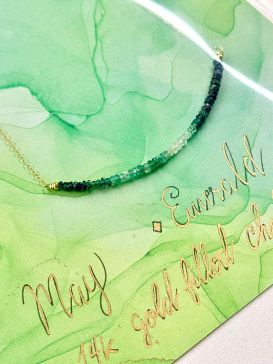 May Birthstone Emerald Choker Necklace – 14K Gold Filled