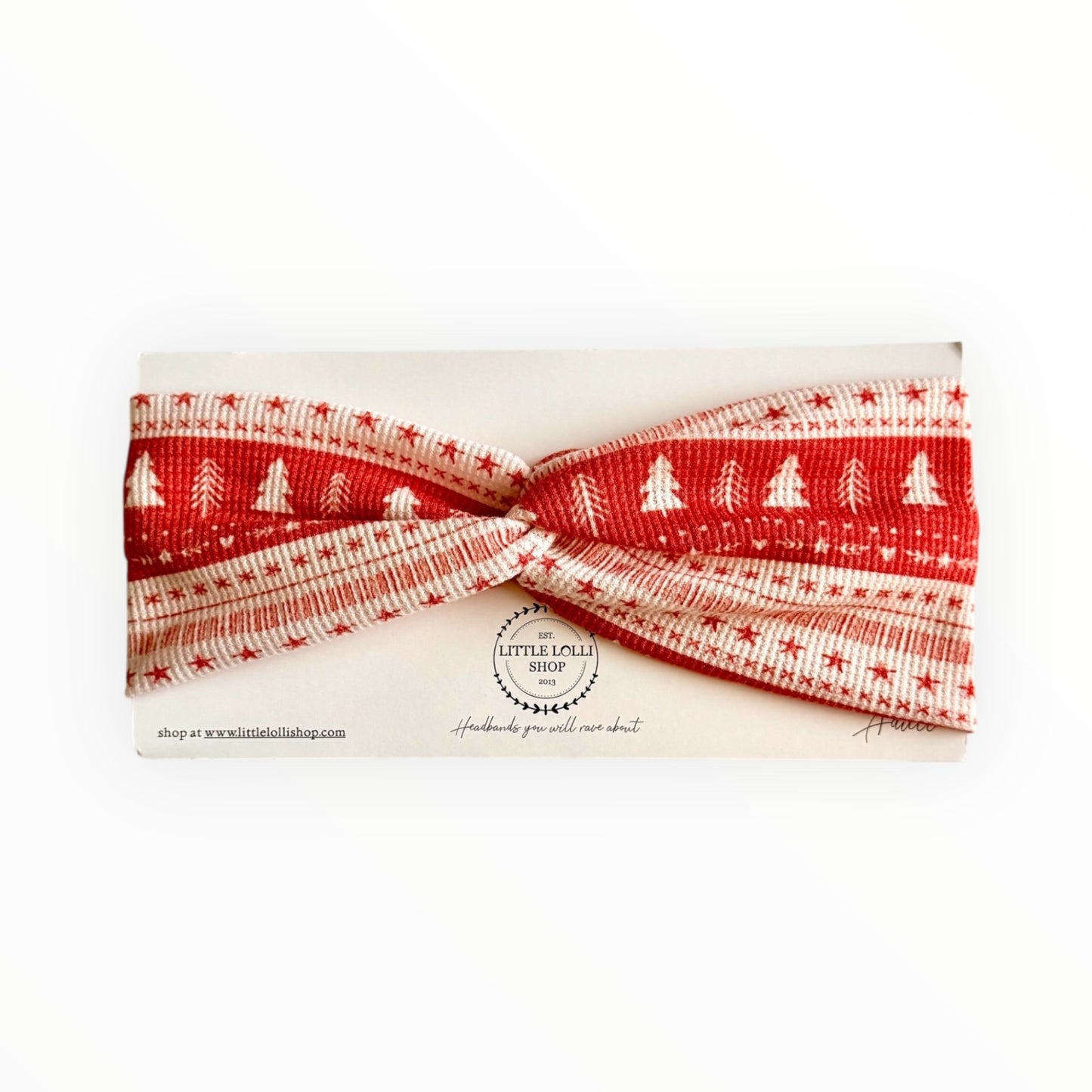 Red and White Tree Headband