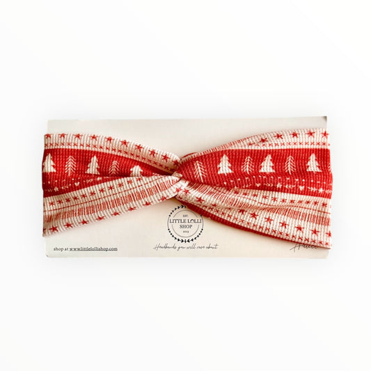 Red and White Tree Headband