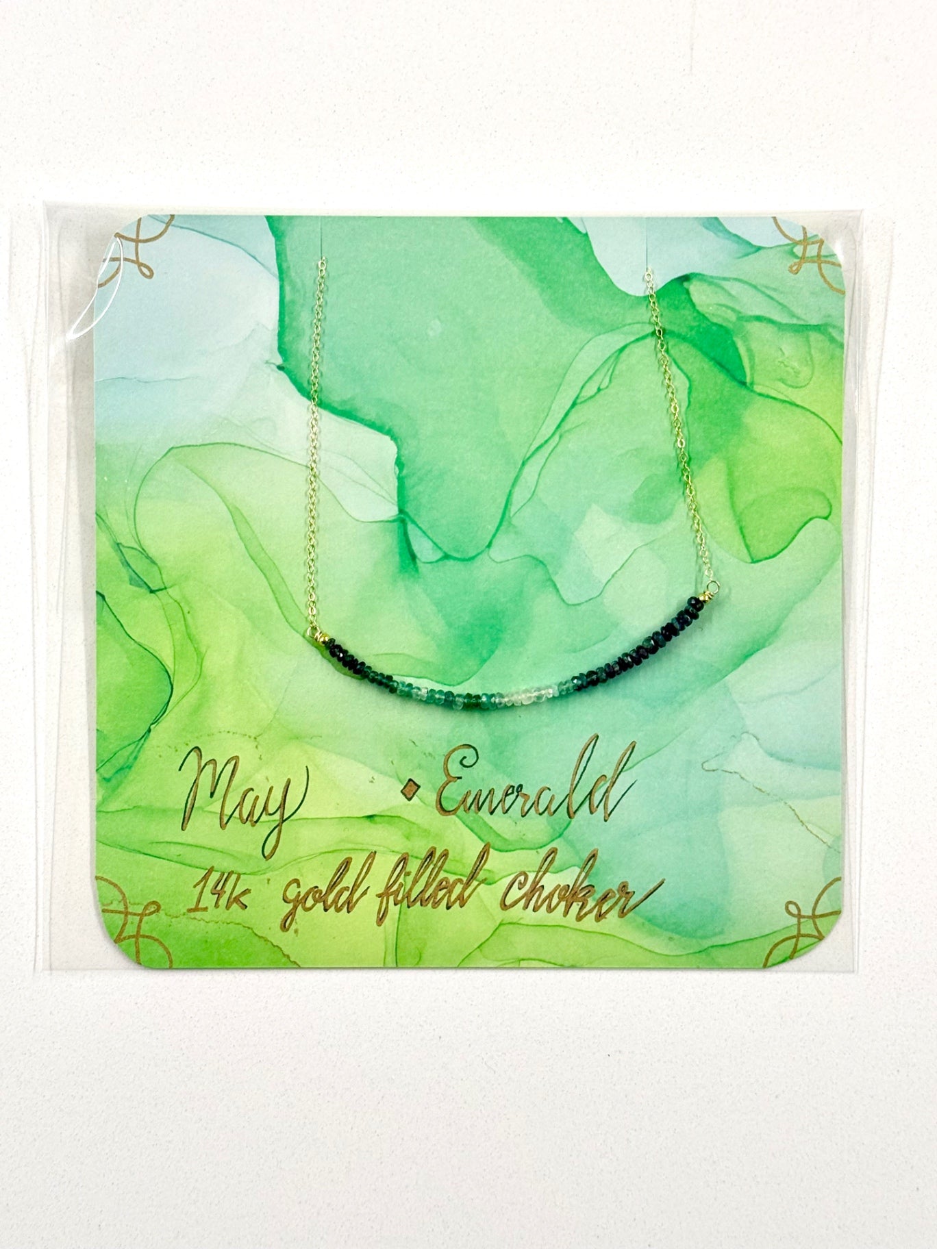 May Birthstone Emerald Choker Necklace – 14K Gold Filled