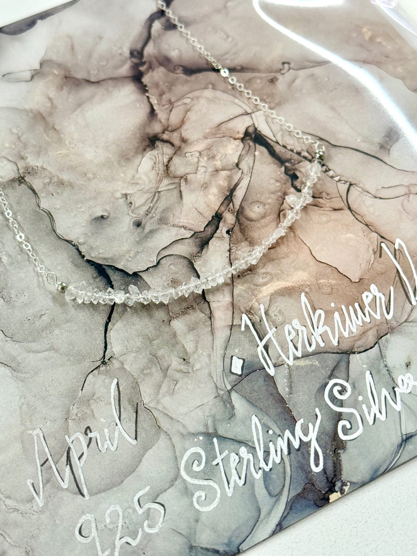 April Birthstone Herkimer Diamond Choker Necklace – .925 Sterling Silver