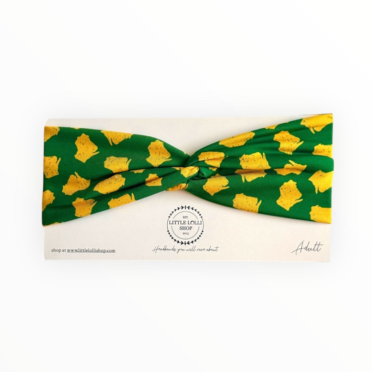 Green and Gold Wisconsin Cheese Icon Headband 