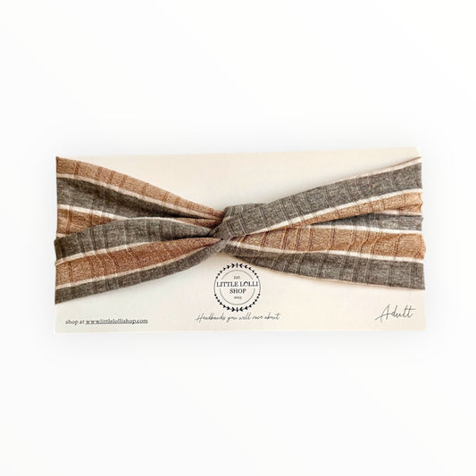 Textured Gray and Tan Stripes Headband