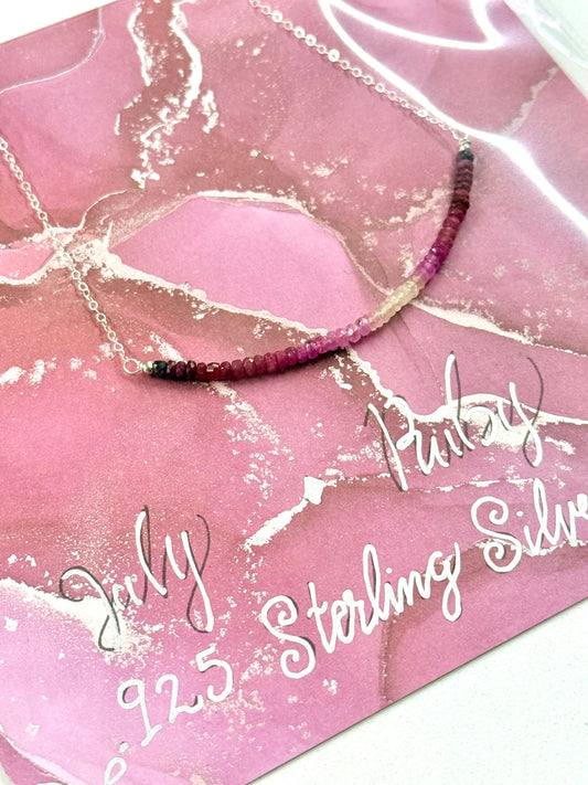 July Birthstone Ruby Choker Necklace – .925 Sterling Silver