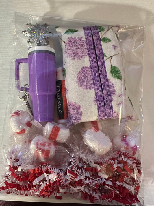 08 - Winter Care Gift Set | Chapstick, Tissue Cover, Keychain | Purple Hydrangea