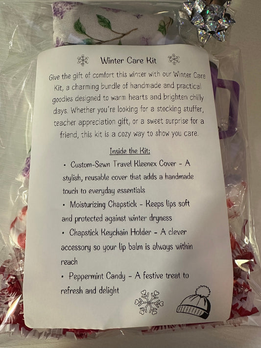 08 - Winter Care Gift Set | Chapstick, Tissue Cover, Keychain | Purple Hydrangea