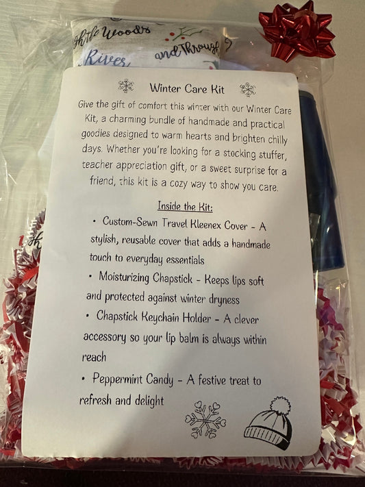 08 - Winter Persona Care Gift Set | Chapstick, Tissue Cover, Keychain | Red Holiday Truck