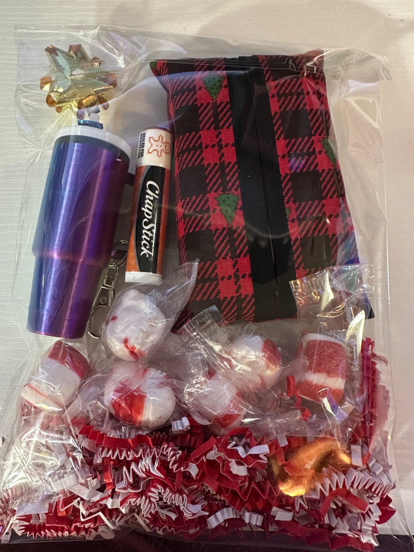 08 - Winter Care Gift Set | Chapstick, Tissue Cover, Keychain | Holiday Plaid