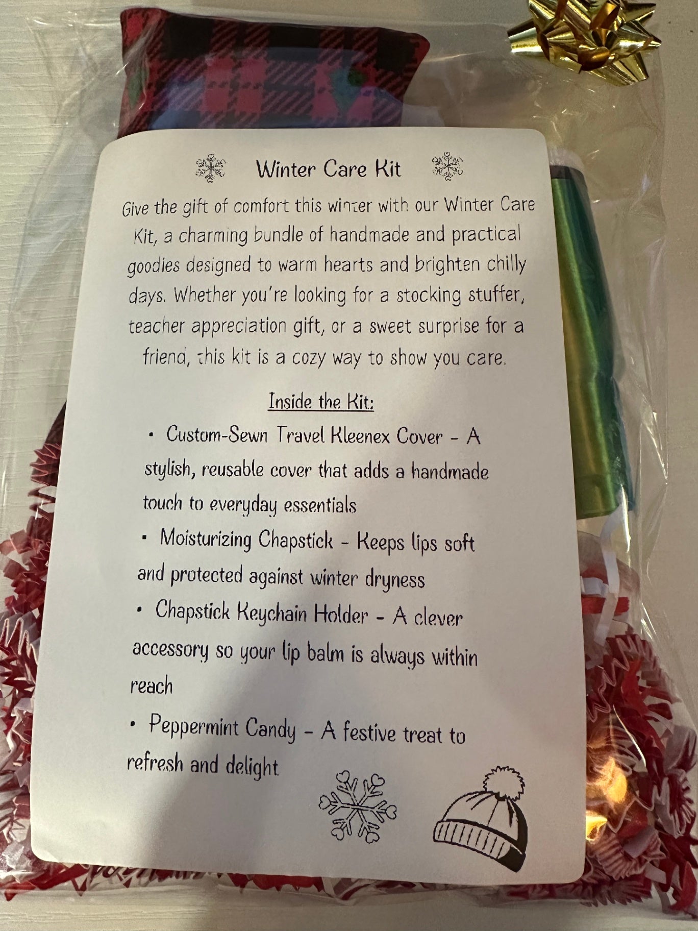 08 - Winter Care Gift Set | Chapstick, Tissue Cover, Keychain | Holiday Plaid