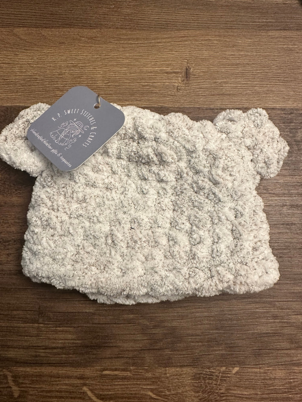 08 - Crochet Baby Bear Beanie | Light Gray Frosting (3 - 6 Months)