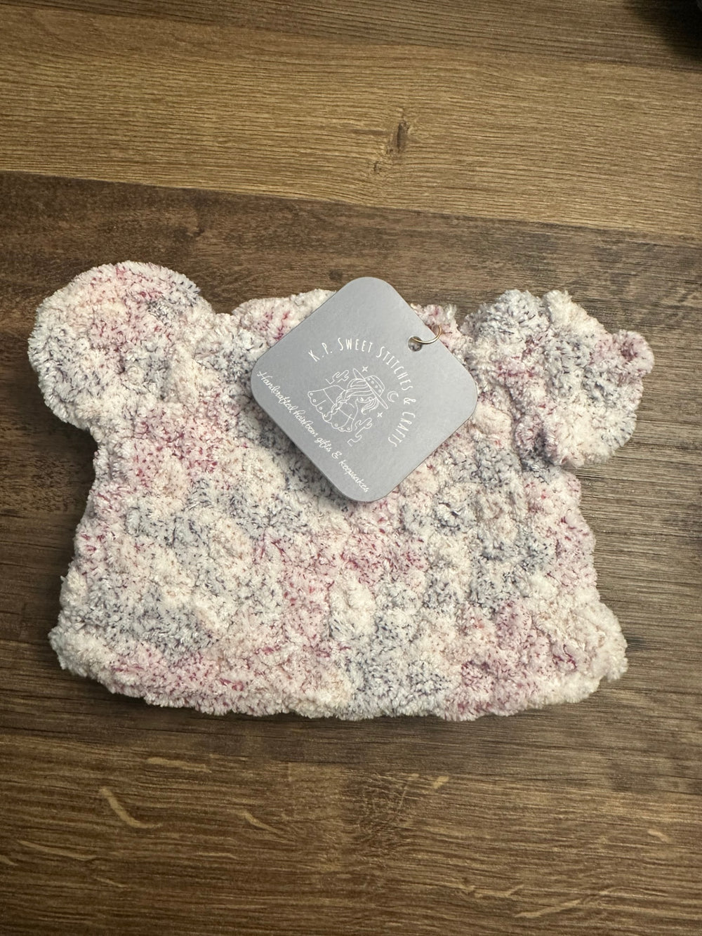 08 - Crochet Baby Bear Beanie | Pink and Purple Frosting (0 - 3 Months)