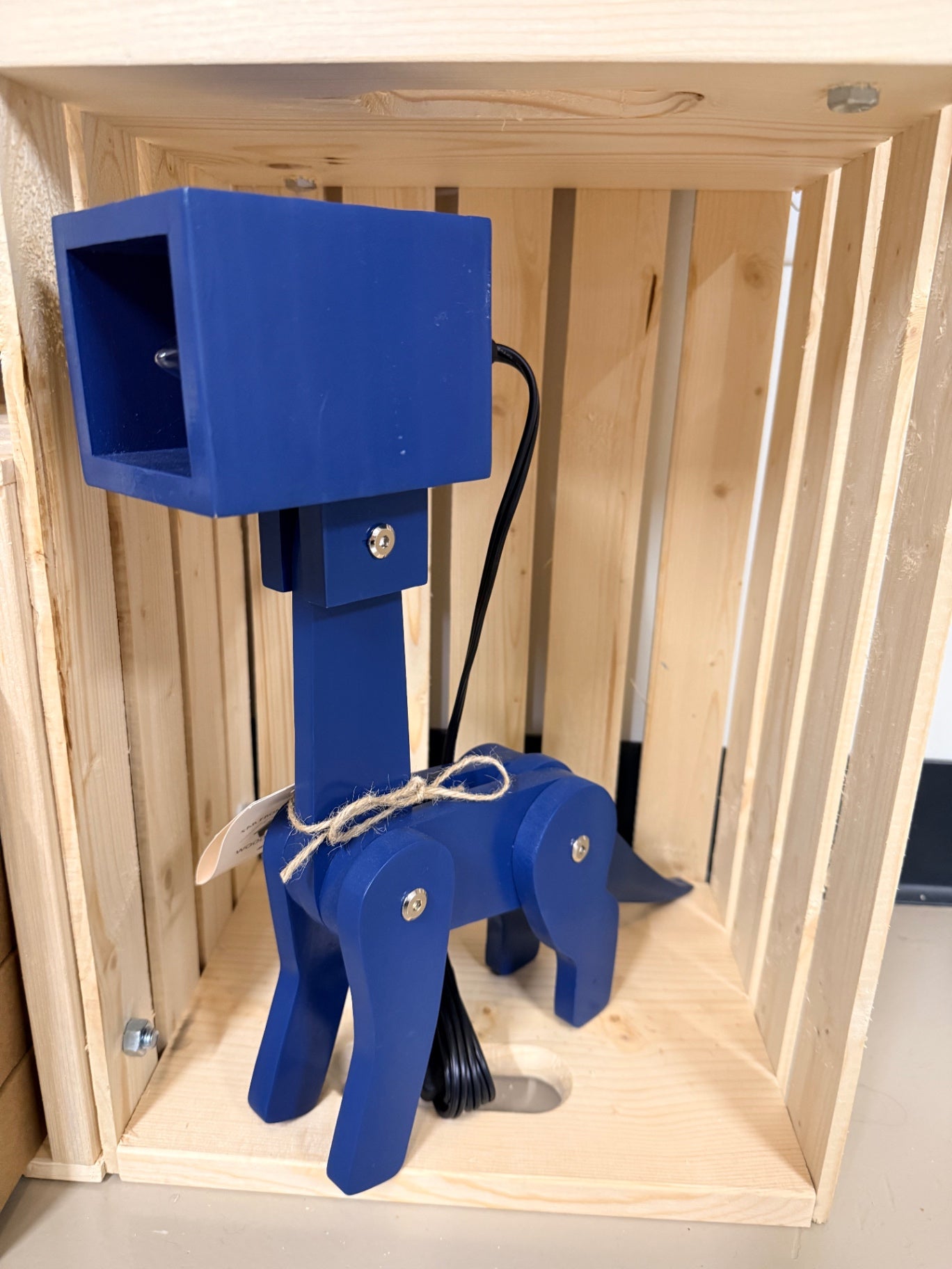 09 - Blue Long Neck Dinosaur Wood Lamp