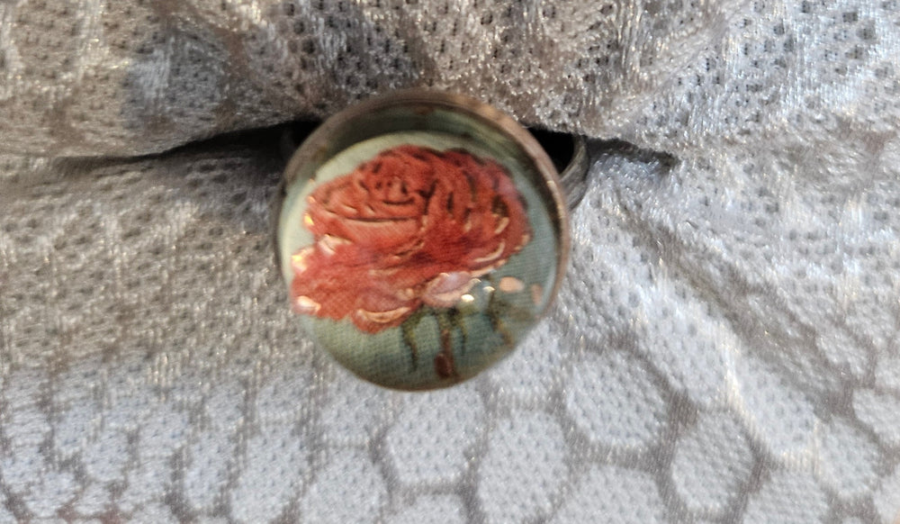 025 -Red Rose Cabochon Ring