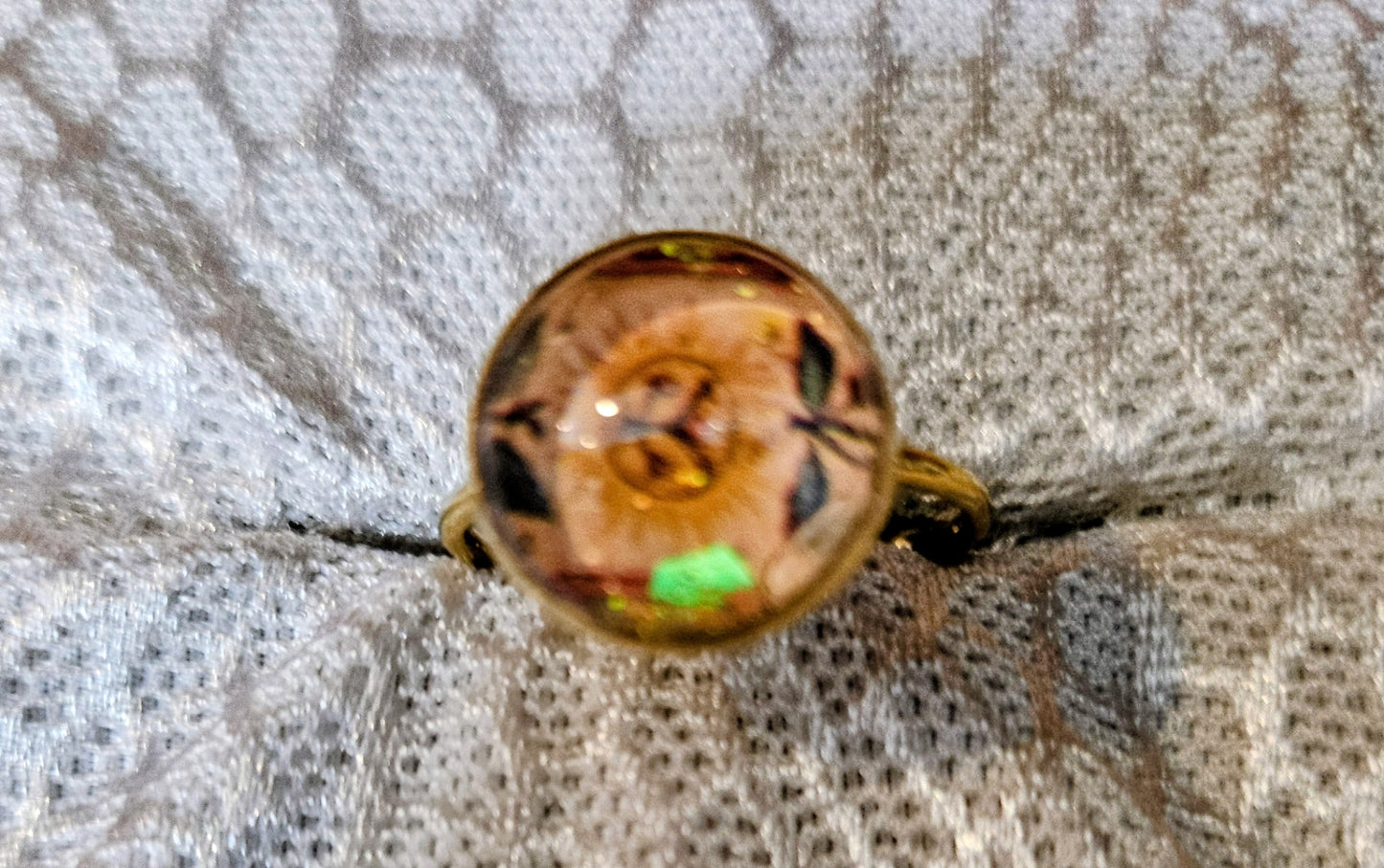 Golden Florals Cabochon Ring