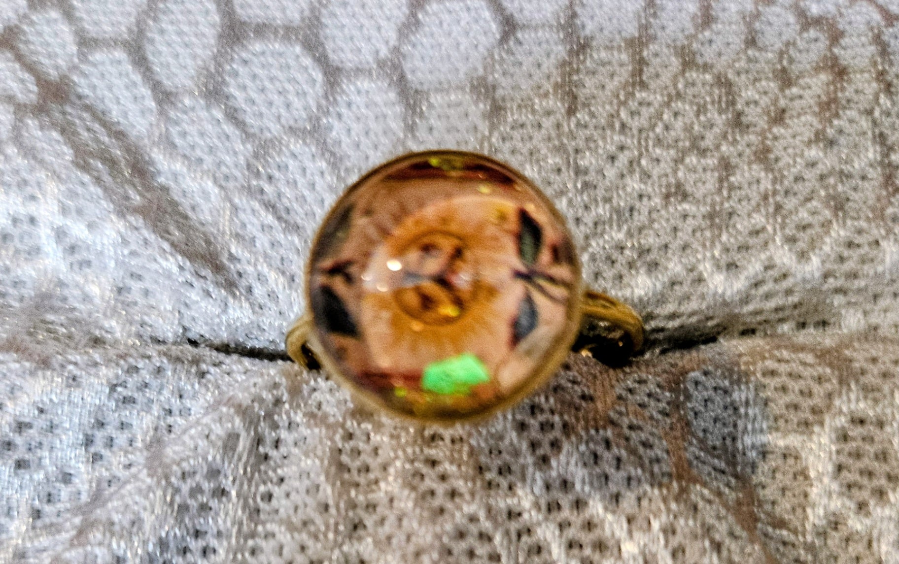 Golden Florals Cabochon Ring
