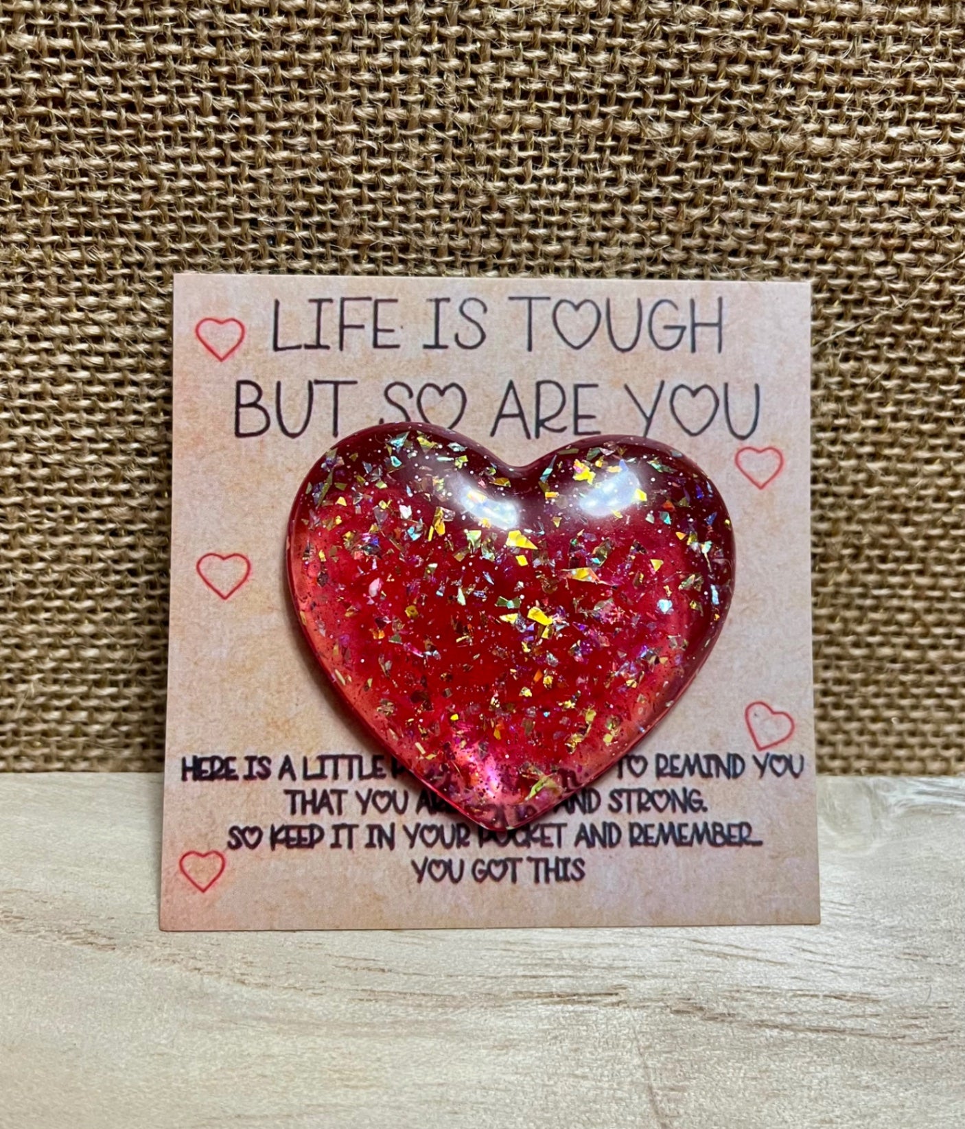 Glittery Pink Resin Charm Pocket Hug