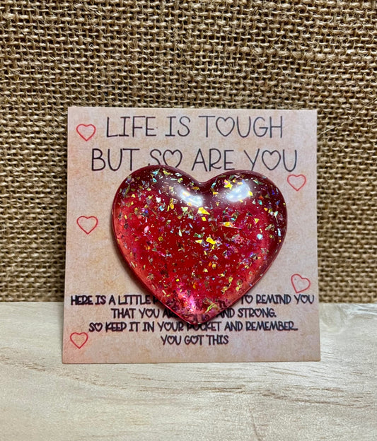 Glittery Pink Resin Charm Pocket Hug