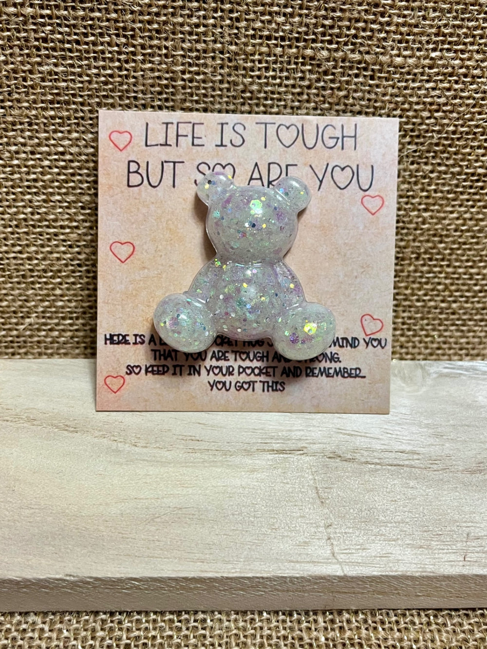 017 - Sparkle Shine Iridescent Resin Bear Pocket Hug