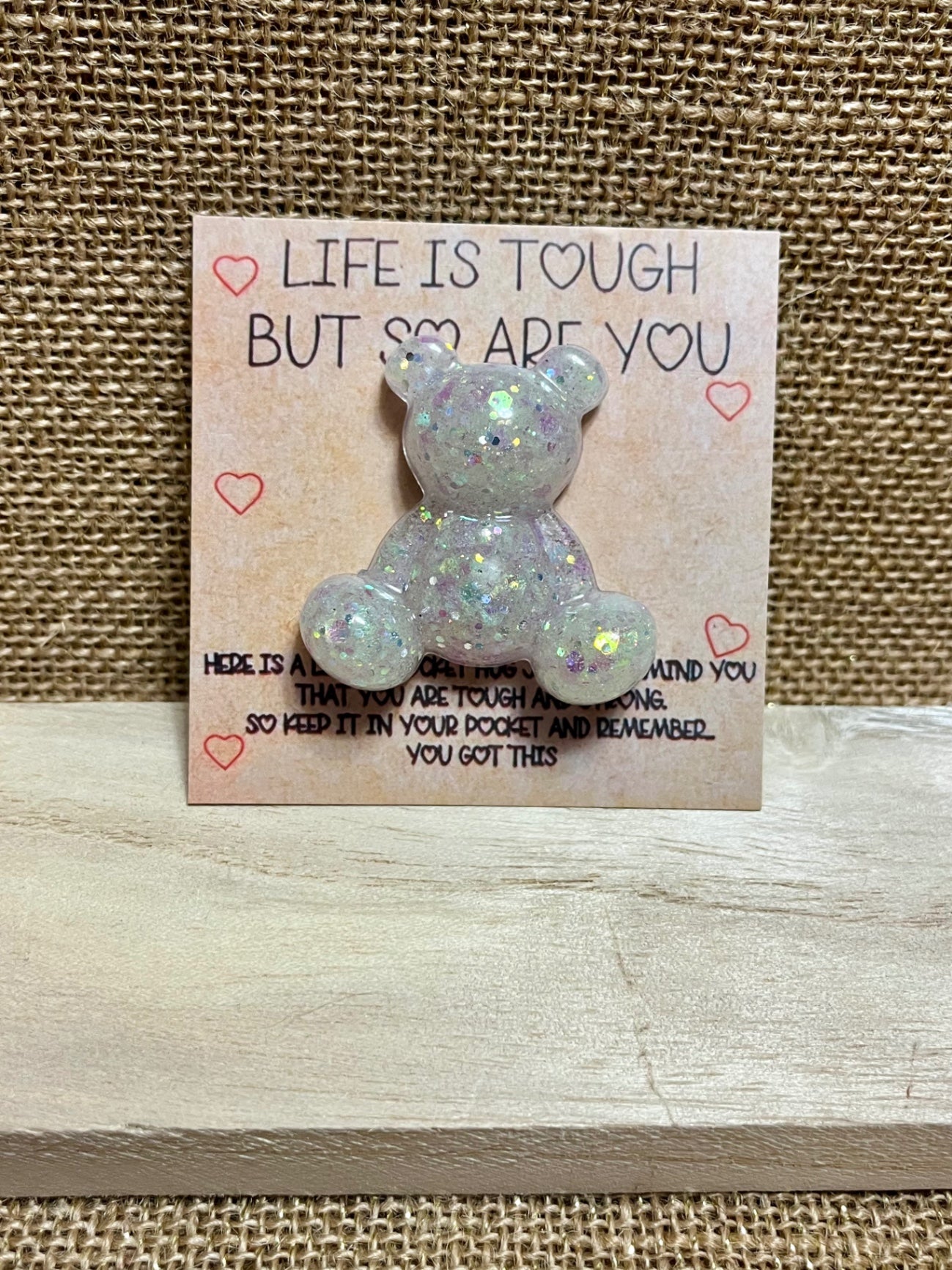 Sparkle Shine Iridescent Resin Bear Pocket Hug