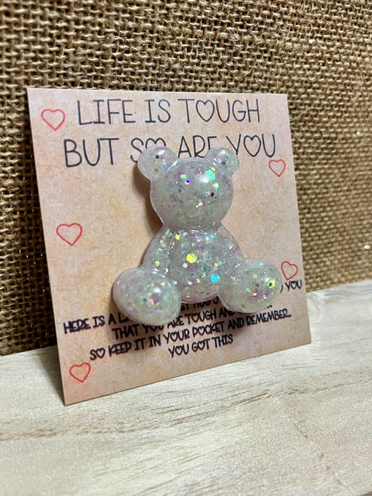 Sparkle Shine Iridescent Resin Bear Pocket Hug