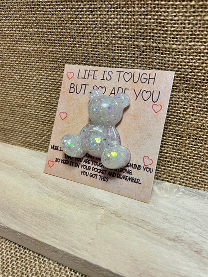 Sparkle Shine Iridescent Resin Bear Pocket Hug