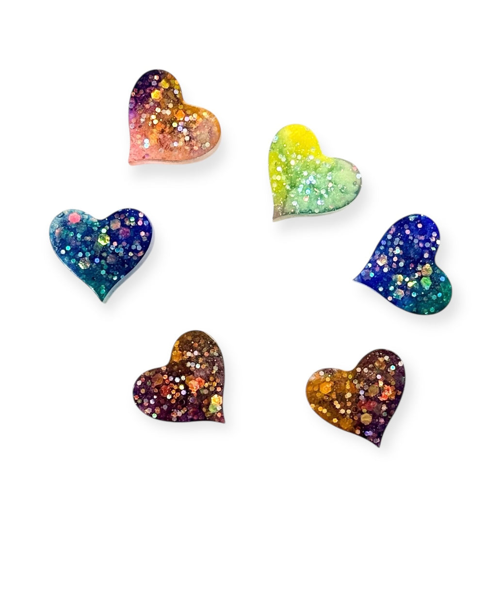 017 - Rainbow Sparkle Heart Resin Magnet