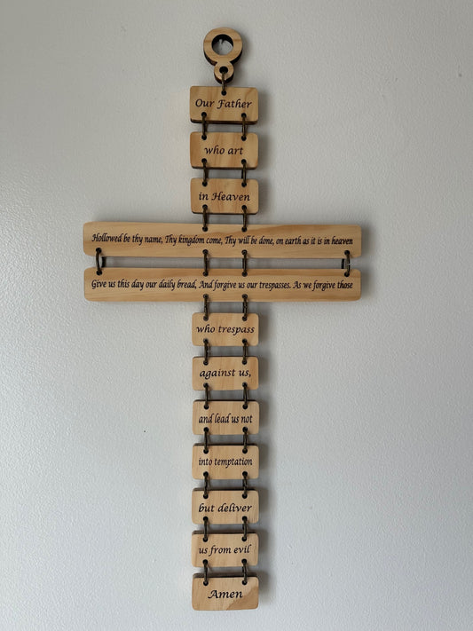 09 - Our Father Cross Wood Wall Hanging