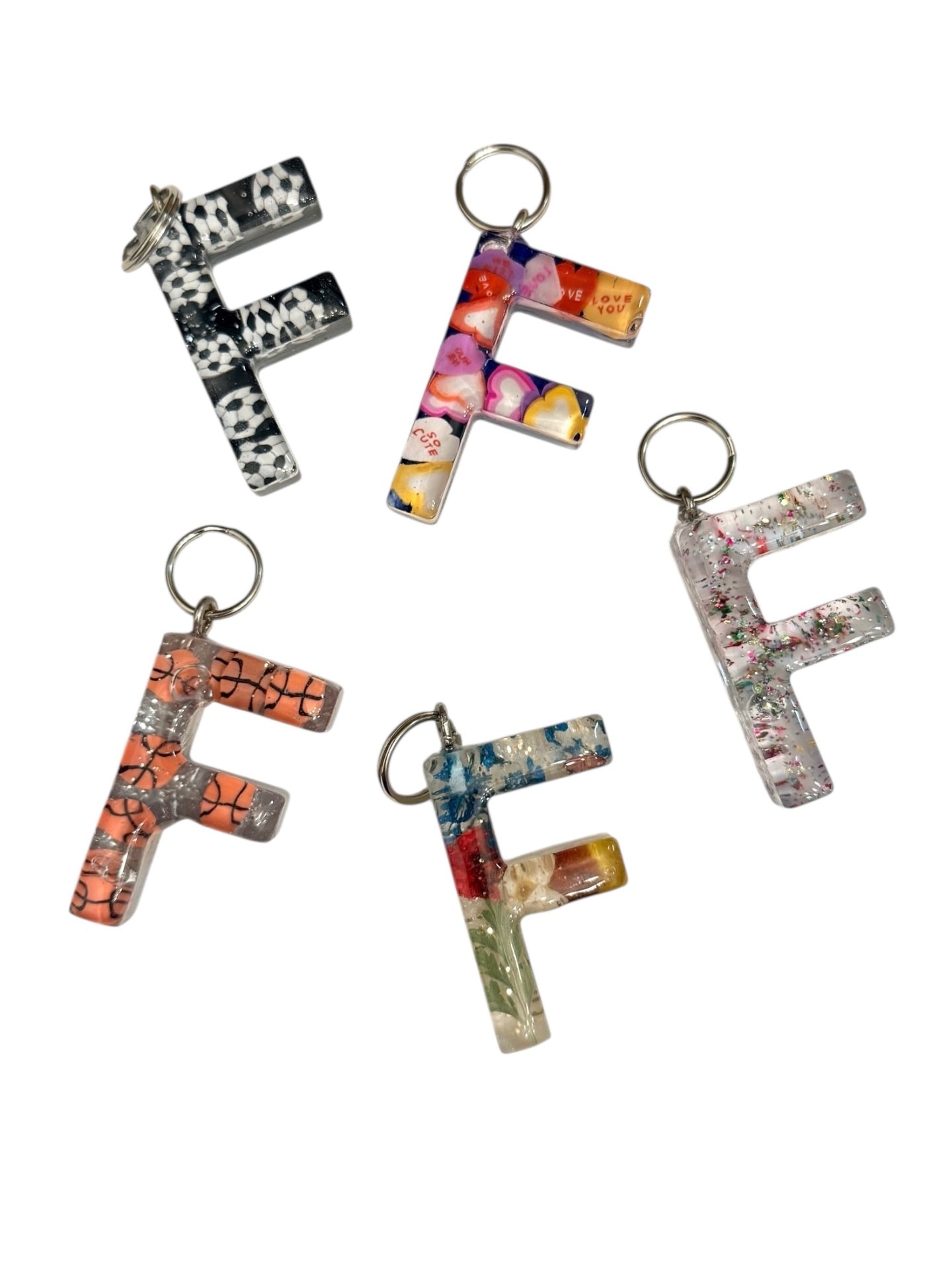 017 - Resin Letter "F" Charms for Keychains