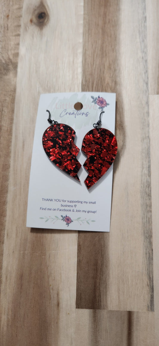 011 - Acrylic Broken Heart Dangle Earrings 