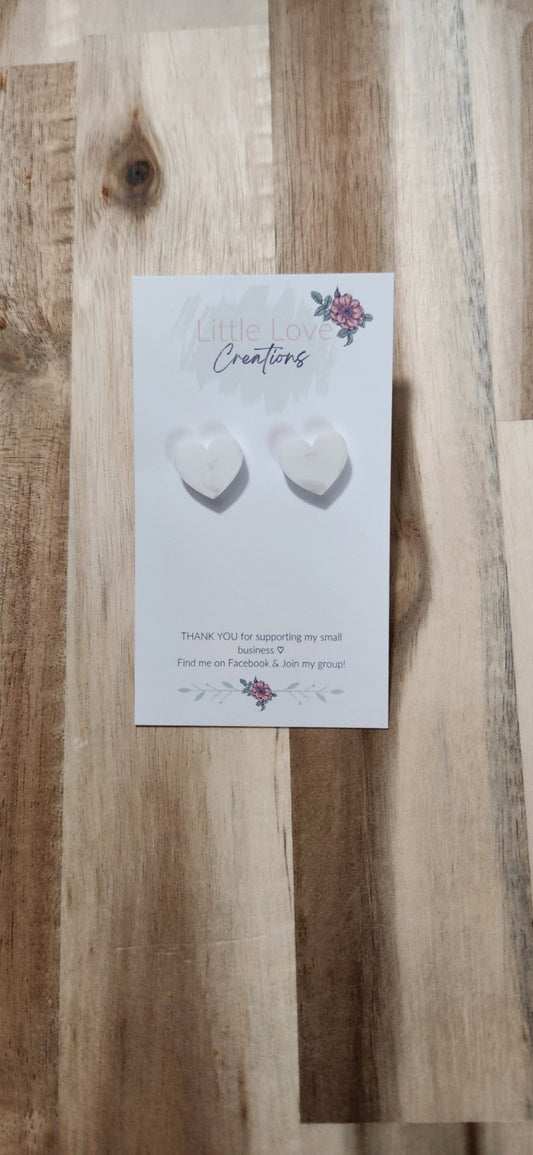 011 - White Acrylic Heart Stud Earrings
