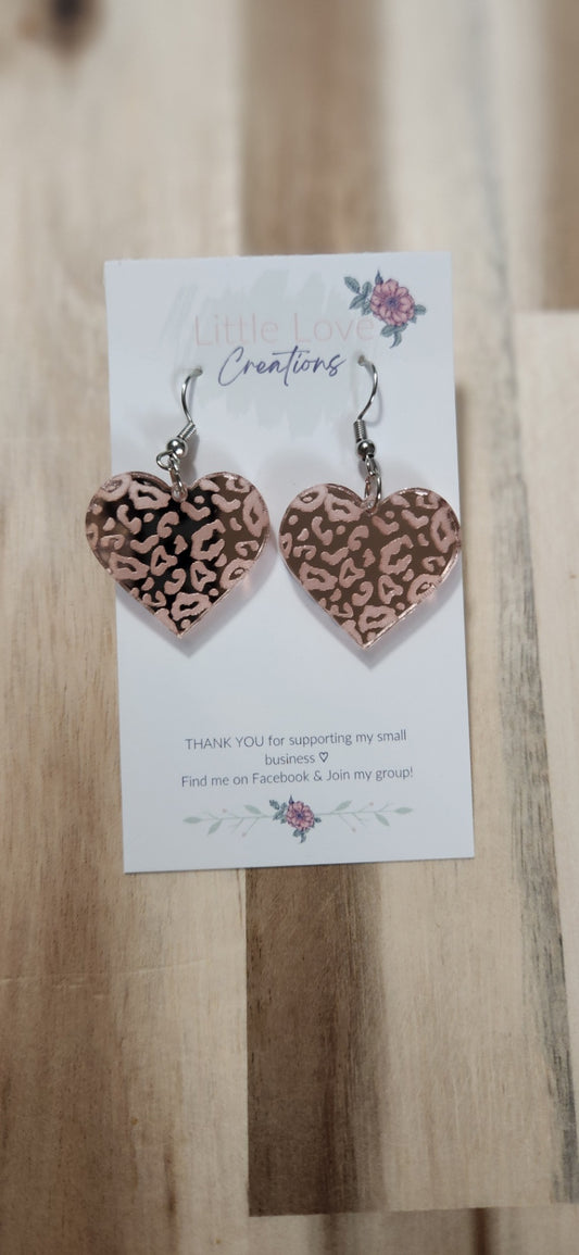011 - Acrylic Pink Leopard Print Dangle Earrings 