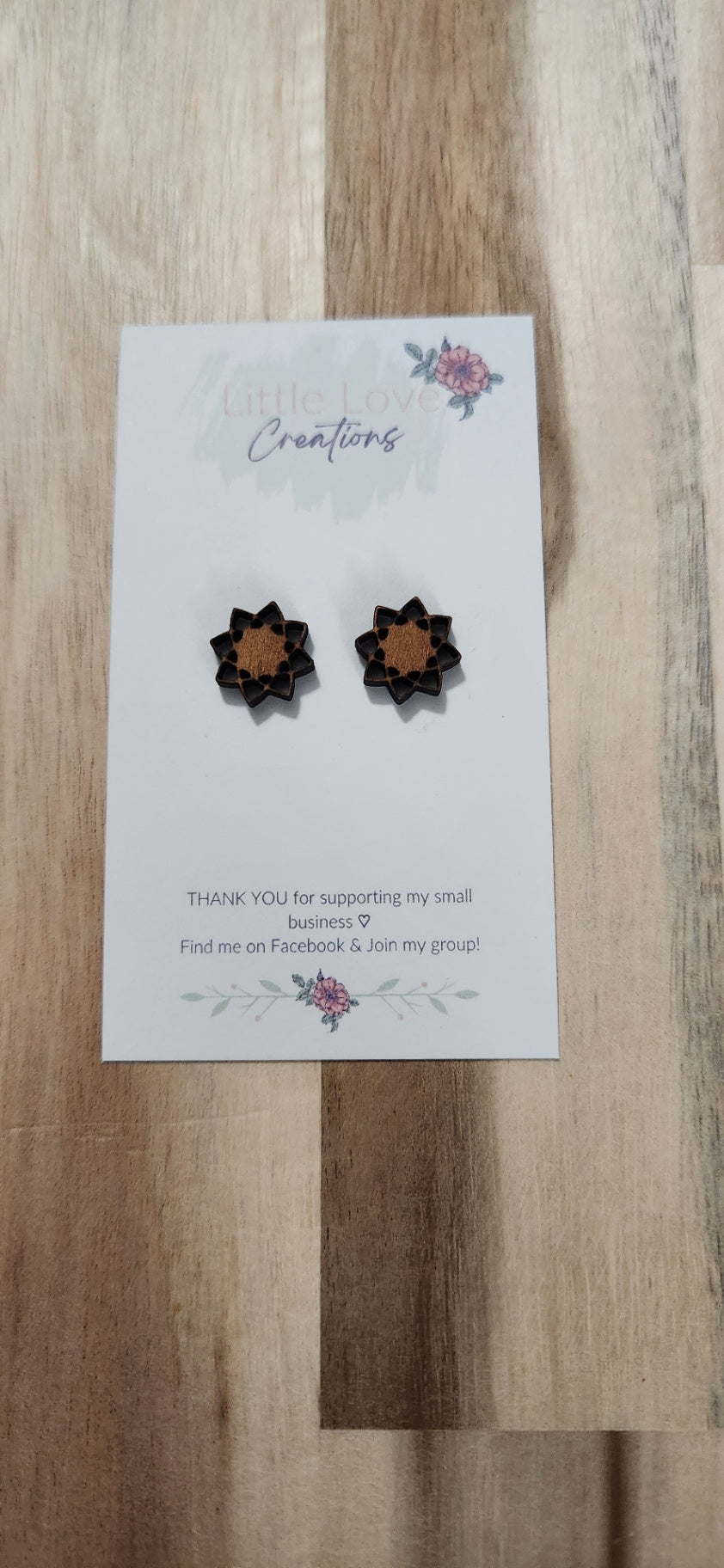 011 - Geometric Star Wooden Stud Earrings