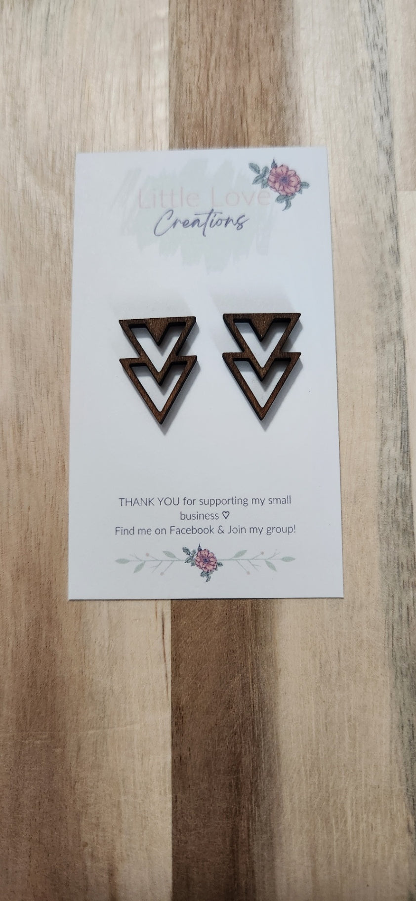 011 - Geometric Triangle Wooden Stud Earrings