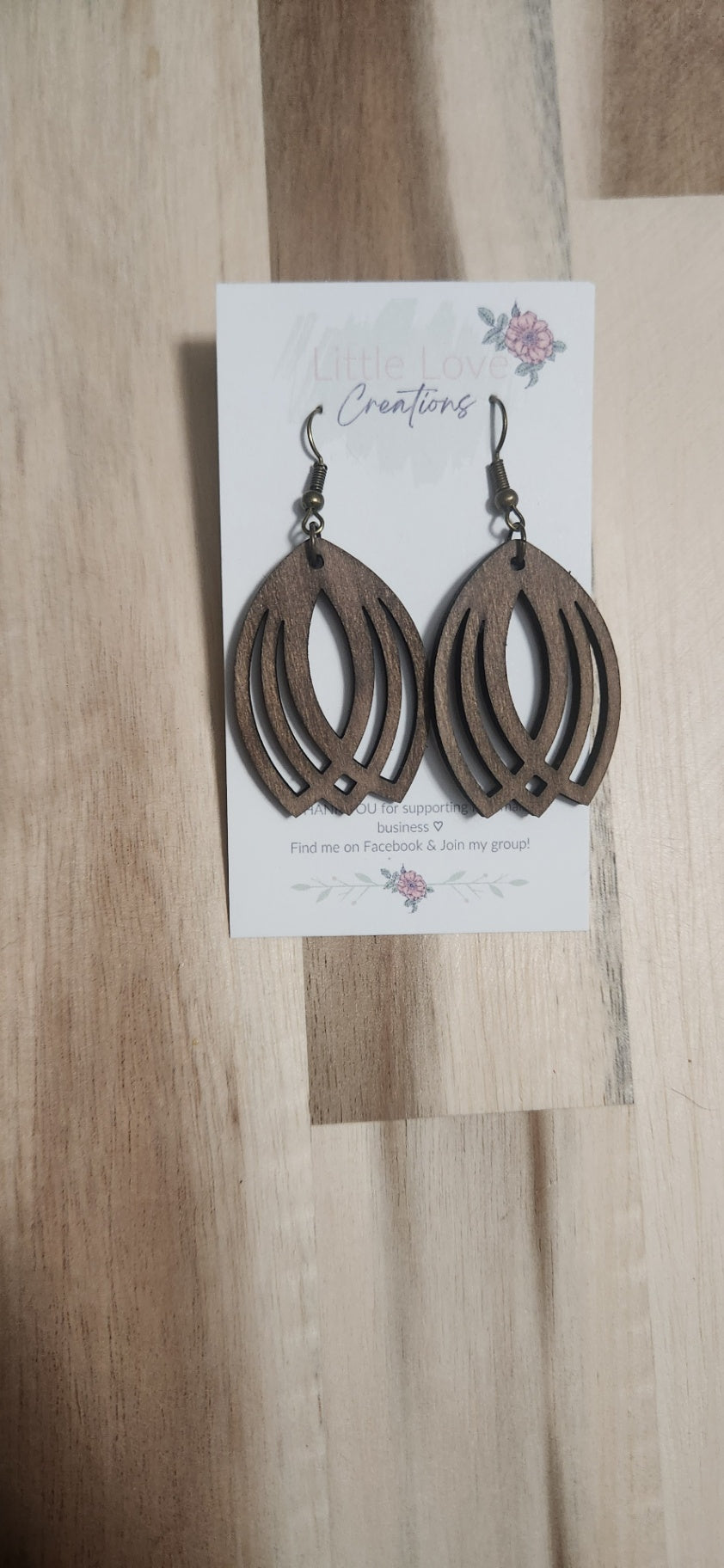 011 - Geometric Wooden Dangle Earrings 