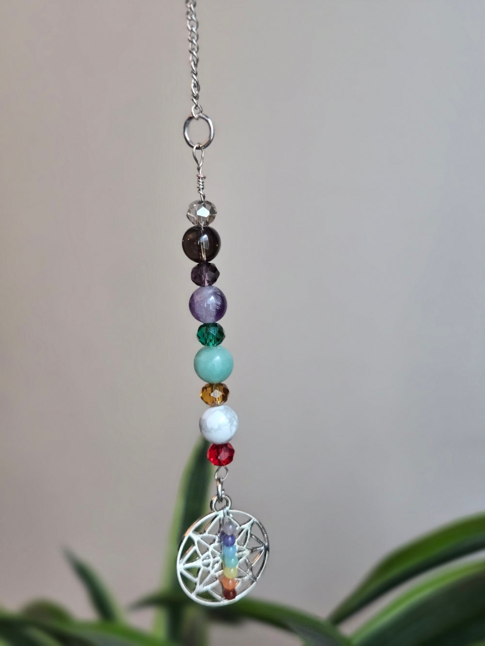 052 - Natural Crystal and Gem Chakra Charm