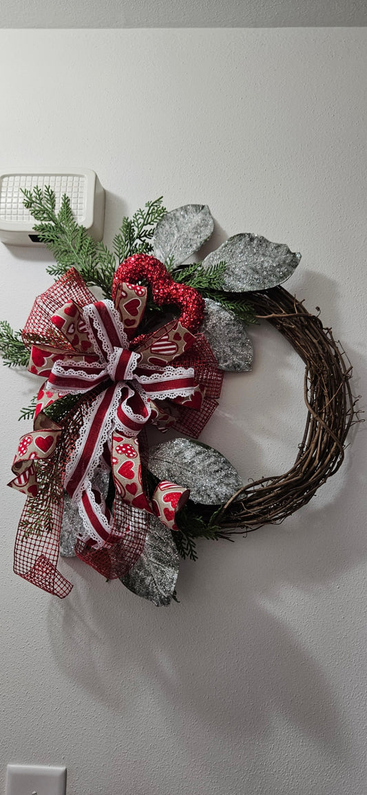 054 - Valentine Winter Grapevine Wreath