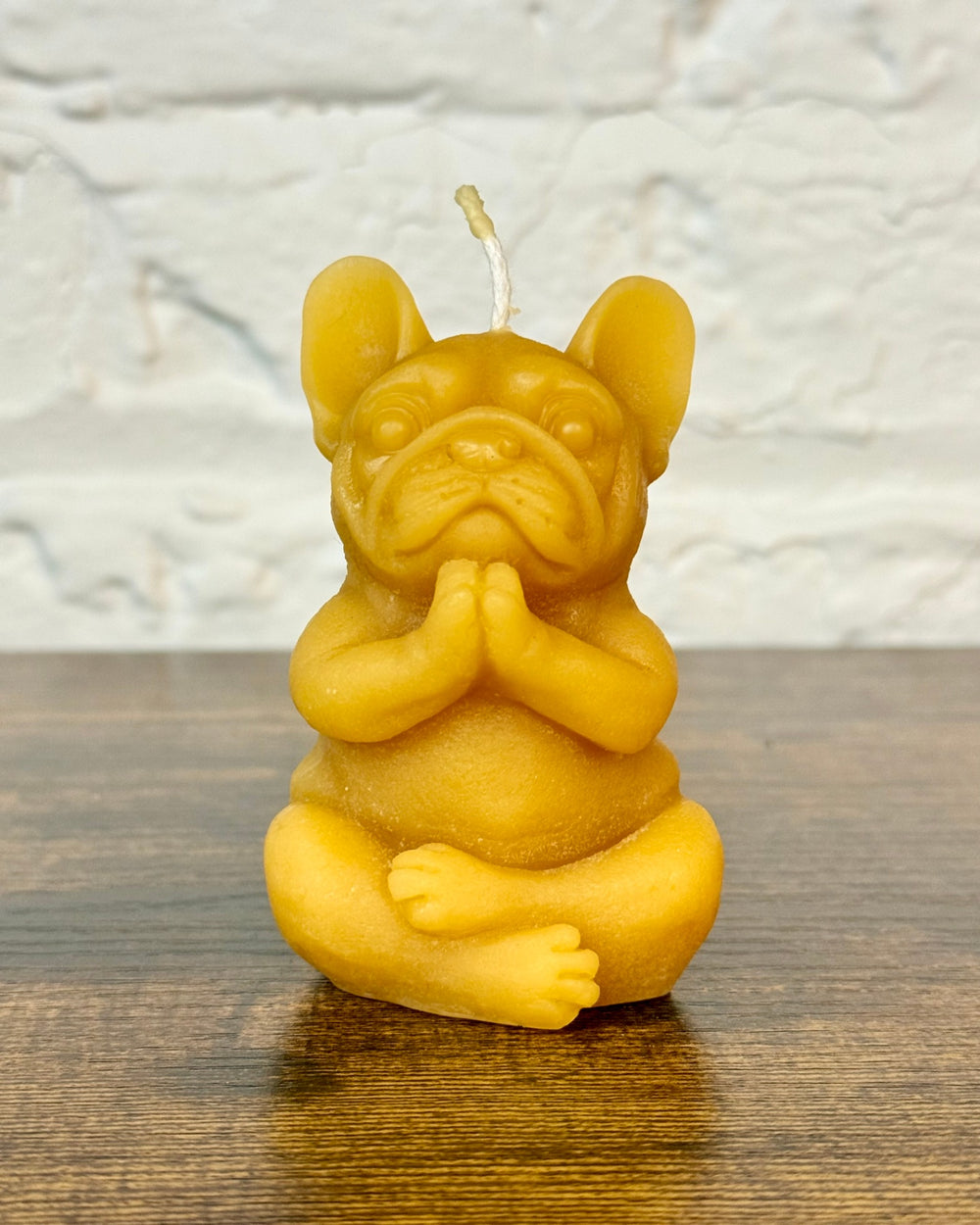 055 - Beeswax Namaste French Bulldog Candle