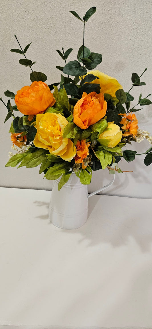 054 - White Pitcher Everyday Floral Centerpiece